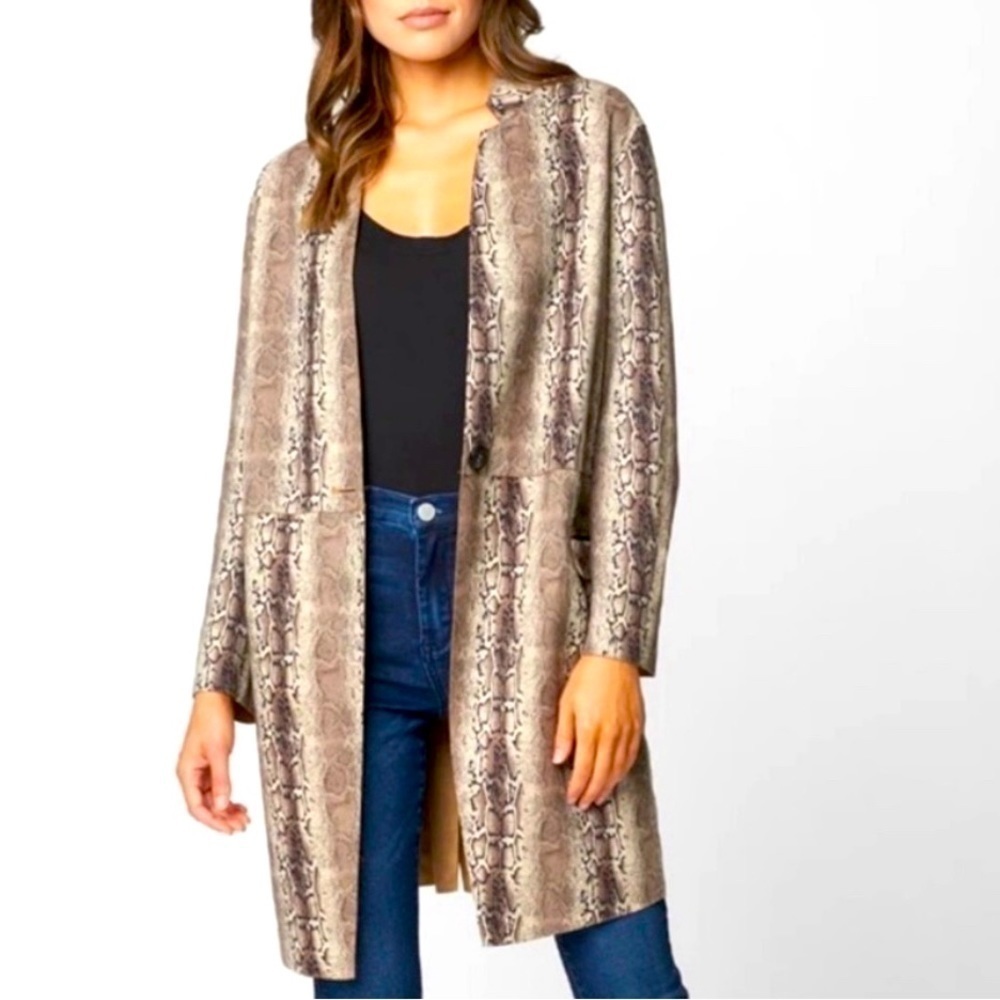 Anthropologie Blank NYC Snake Print Faux Suede Jacket/Duster Size S